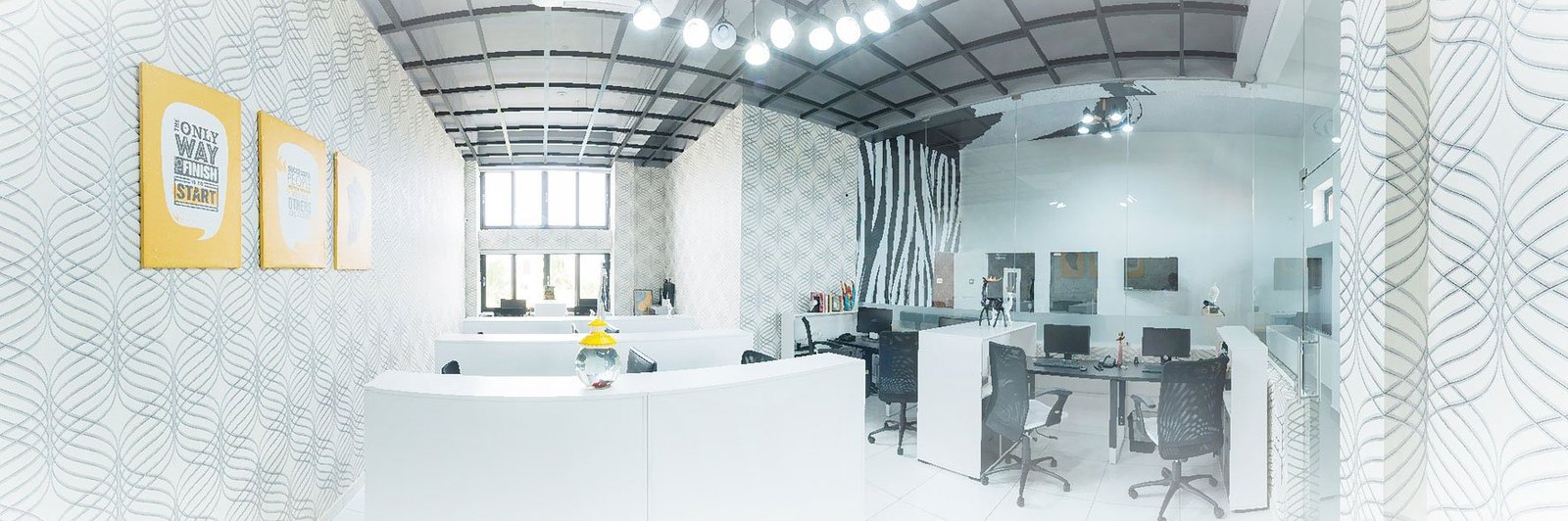 White & Black creative design agency working place